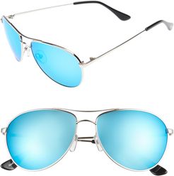 Orville 58mm Mirrored Aviator Sunglasses - Silver/ Blue Mirror