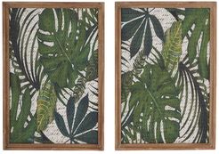 Willow Row Natural 25" Brown And Green Wood Framed Leaf Art Wall Decor - Set of 2 at Nordstrom Rack