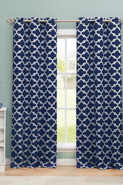 Duck River Textile Kyra Geometric Blackout Curtain Set - Navy at Nordstrom Rack