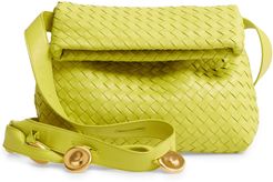 The Fold Padded Intrecciato Leather Crossbody Bag - Green