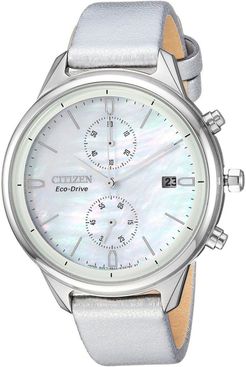 Citizen Women's Pearl Chronograph Silver Leather Watch, 39mm at Nordstrom Rack