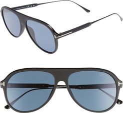 Nicholai 57mm Polarized Sunglasses - Matte Black/ Smoke Polarized