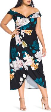 Plus Size Women's City Chic Glow Off The Shoulder Midi Dress