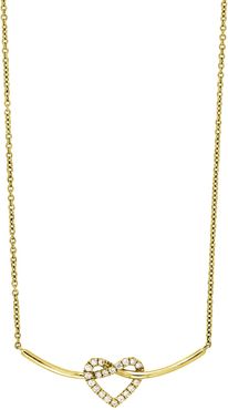 Bony Levy 18K Yellow Gold Pave Heart Diamond Heart & Curved Bar Pendant Necklace at Nordstrom Rack