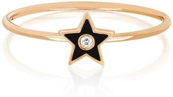 EF Collection 14K Rose Gold Diamond & Black Enamel Star Ring - Size 5 - 0.01 ctw at Nordstrom Rack