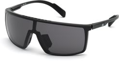 135mm Shield Sports Sunglasses - Shiny Black/ Smoke