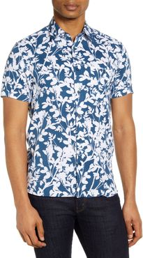 Slim Fit Floral Short Sleeve Button-Up Shirt