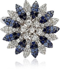 Suzy Levian Sterling Silver Blue Sapphire, Created White Sapphire & Brown Diamond Flower Ring at Nordstrom Rack