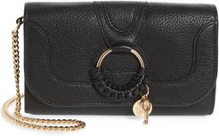 Hana Large Leather Wallet On A Chain - Black