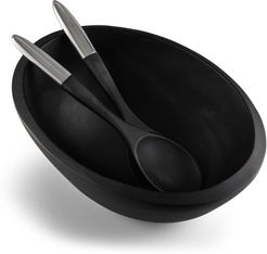 Noir Salad Bowl With Servers