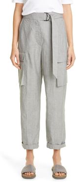 Crop Virgin Wool & Linen Cargo Pants