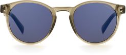 50mm Round Sunglasses - Mud/ Blue Sky