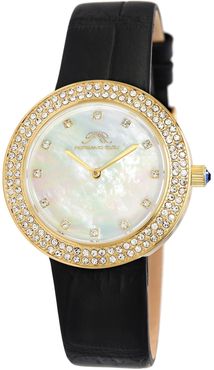 Porsamo Bleu Women's Larissa Crystal Leather Strap Watch, 35mm at Nordstrom Rack