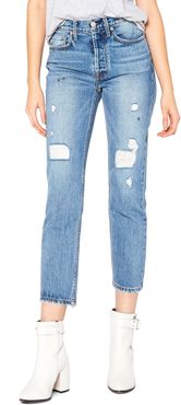 Astoria High Waist Distressed Crop Straight Leg Jeans