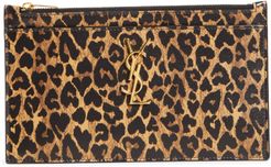 Ysl Leopard Print Leather Pouch - Brown