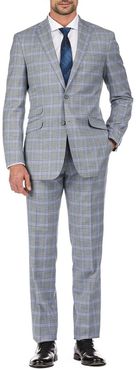 English Laundry Light Grey Windowpane Check Two Button Notch Lapel Slim Fit Suit at Nordstrom Rack