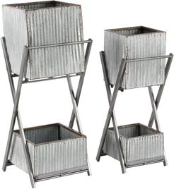 Willow Row Silver Modern Square Double Deck Plant Stand - Set of 2 at Nordstrom Rack