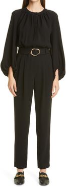 Ellis Belted Finesse Crepe Jumpsuit