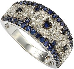 Suzy Levian Sterling Silver Blue Sapphire, Created White Sapphire & Brown Diamond Ring at Nordstrom Rack
