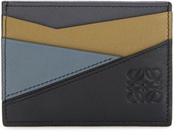 Puzzle Leather Card Holder - Blue