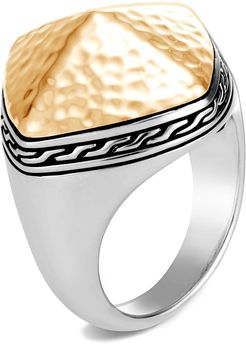 Classic Chain Hammered Two-Tone Sugarloaf Ring