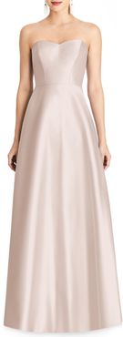 Strapless Satin A-Line Gown