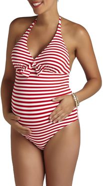 Stripe One-Piece Maternity Swimsuit