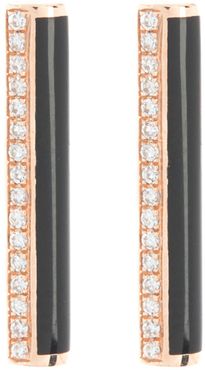 EF Collection 14K Rose Gold Diamond & Black Enamel Bar Stud Earrings - 0.09 ctw at Nordstrom Rack