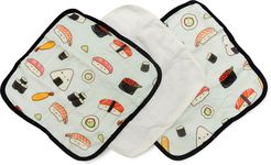 Deluxe Pack Of 3 Sushi Print Washcloths