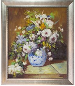 Overstock Art Grande Vase Di Fiori - Framed Oil Reproduction of an Original Painting by Pierre-Auguste Renoir at Nordstrom Rack