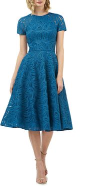 Rose Lace Fit & Flare Midi Cocktail Dress