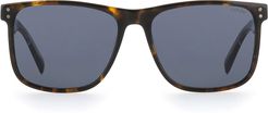 57mm Rectangle Sunglasses - Havana/ Blue Sky