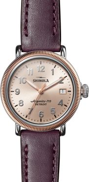 Shinola Women's Runwell Coin Edge 3HD Aubergine Leather Strap Watch, 38mm at Nordstrom Rack