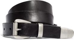 Leather Three-Piece Belt Black