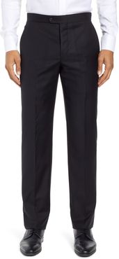 Classic B Fit Flat Front Solid Wool Trousers