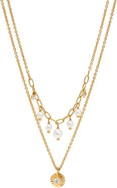 Layered Imitation Pearl Pendant Necklace