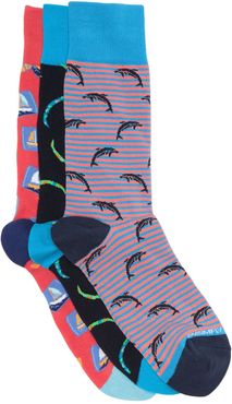 Unsimply Stitched Printed Crew Socks - Pack of 3 at Nordstrom Rack