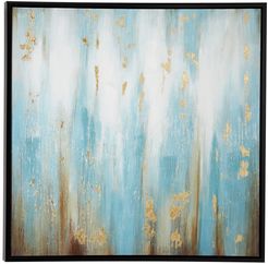 Willow Row Large Turquoise & Gold Contemporary Abstract Painting In Square Black Wood Frame - 39.5" X 39.5" at Nordstrom Rack