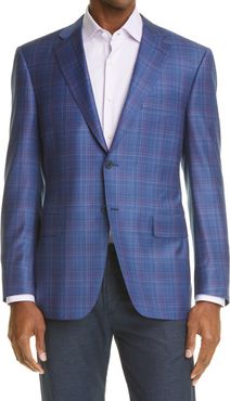 Big & Tall Canali Siena Soft Classic Fit Plaid Wool Sport Coat