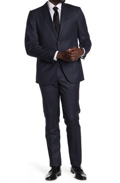 John Varvatos Collection Blue Solid Two Button Notch Lapel Suit at Nordstrom Rack