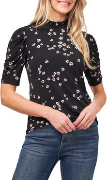 Cascading Florets Puff Sleeve Top