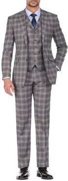 English Laundry Brown Plaid Two Button Notch Lapel Slim Fit Vest Suit at Nordstrom Rack