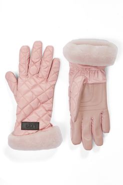 UGG All Weather Touchscreen Compatible Quilted Gloves With Genuine Shearilng Trim