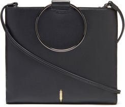 Le Pouch Leather Ring Handle Crossbody Bag - Black