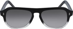 53mm Flat Top Sunglasses - Black/ Crystal/ Grey Gradient