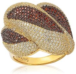 Suzy Levian Yellow-Tone Sterling Silver Pave CZ Swirl Ring at Nordstrom Rack