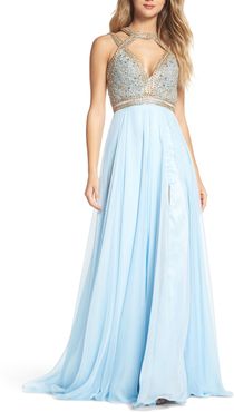 Beaded Cutout Bodice Gown