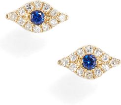 Evil Eye Diamond & Sapphire Stud Earrings