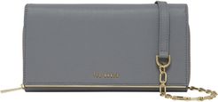 Ammbber Saffiano Leather Wallet On A Chain - Grey
