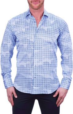 Einstein Regular Fit Geometric Cotton Button-Up Shirt